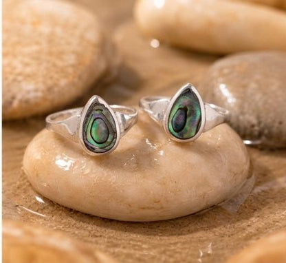 92.5 Sterling Silver Abalone Teardrop MOP Toe Rings