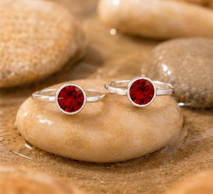 92.5 Sterling Silver Red Stone Toe Rings