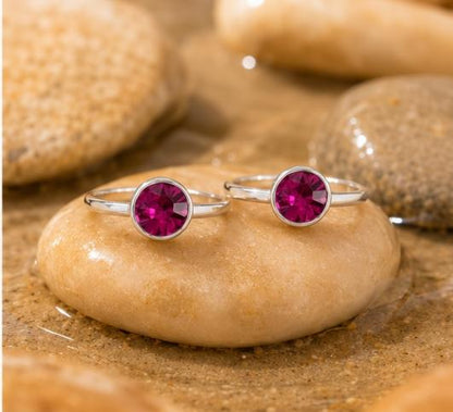 92.5 Sterling Silver Pink Stone Toe Rings