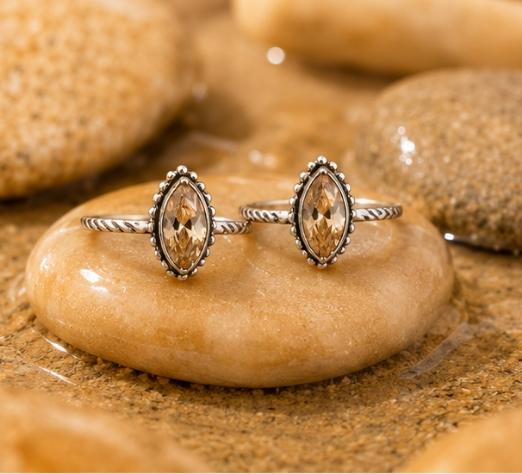 92.5 Sterling Silver Marquise Toe Rings