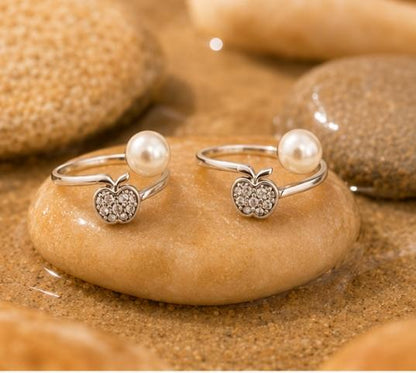 92.5 Sterling Silver Apple & Pearl Toe Rings