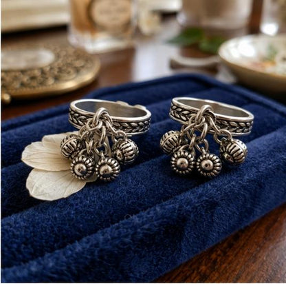 92.5 Sterling Silver Ghungroo Toe Rings