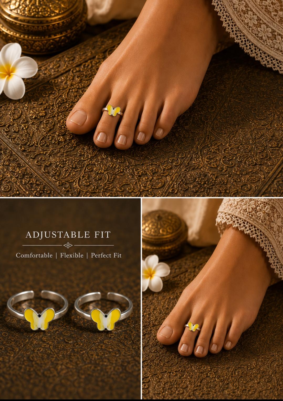 92.5 Sterling Silver Enamel Toe Rings