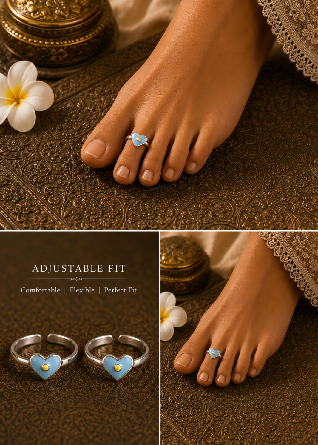 92.5 Sterling Silver Enamel Toe Rings