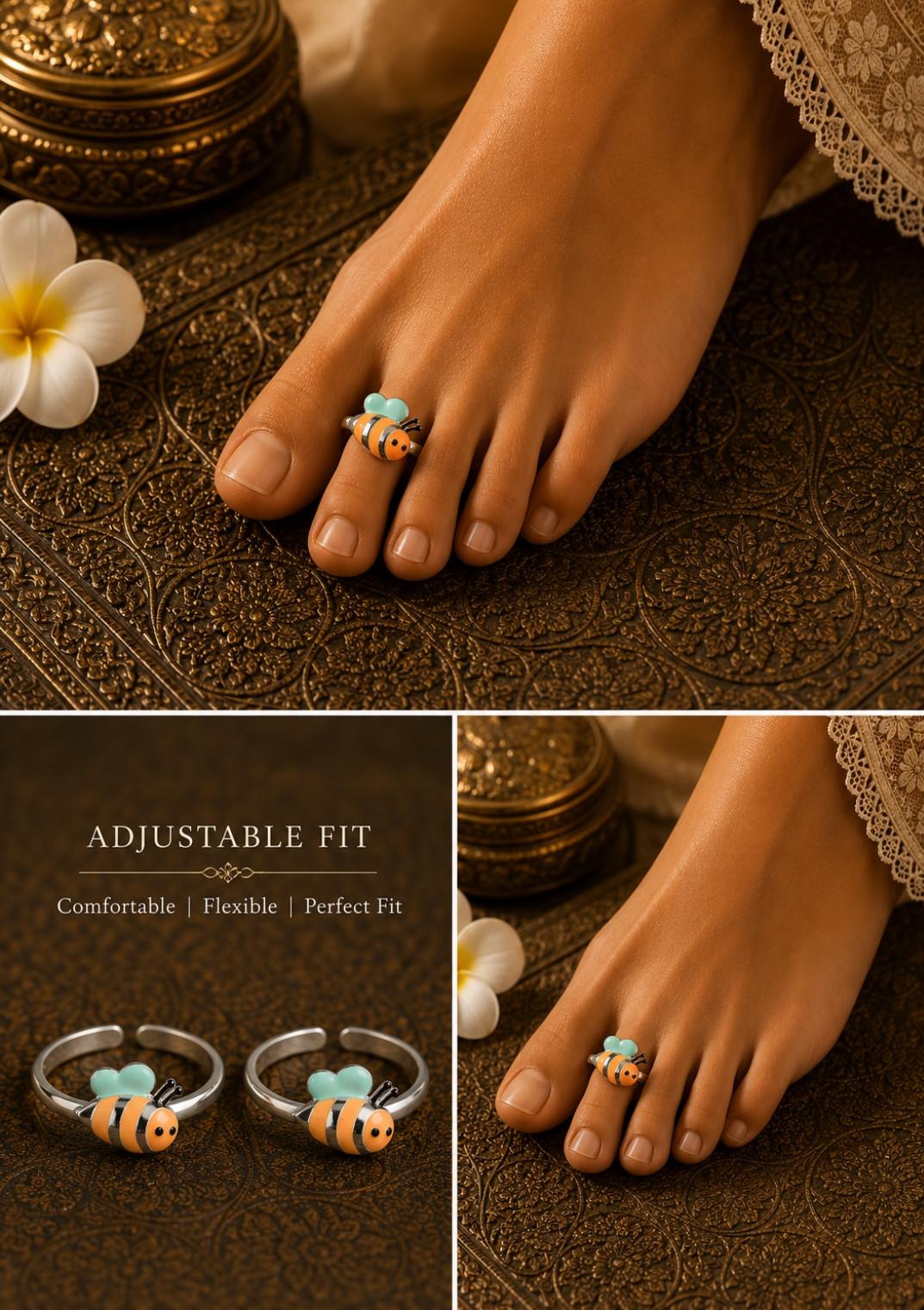 92.5 Sterling Silver Enamel Toe Rings