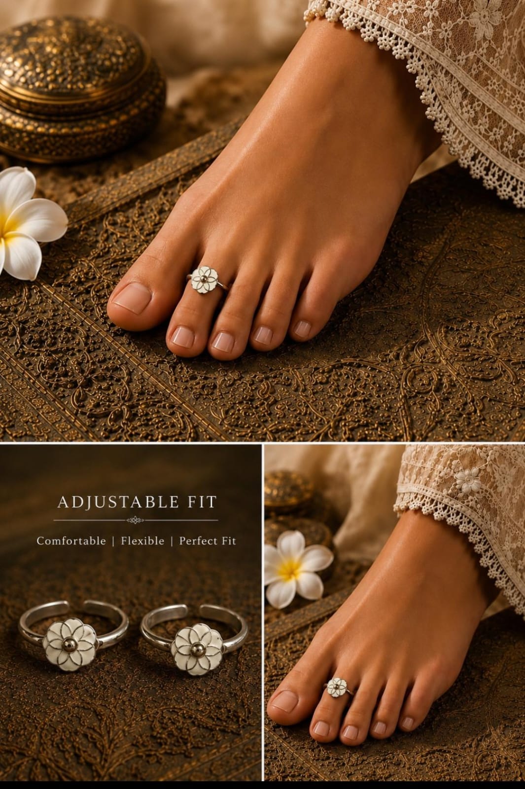 92.5 Sterling Silver Enamel Toe Rings