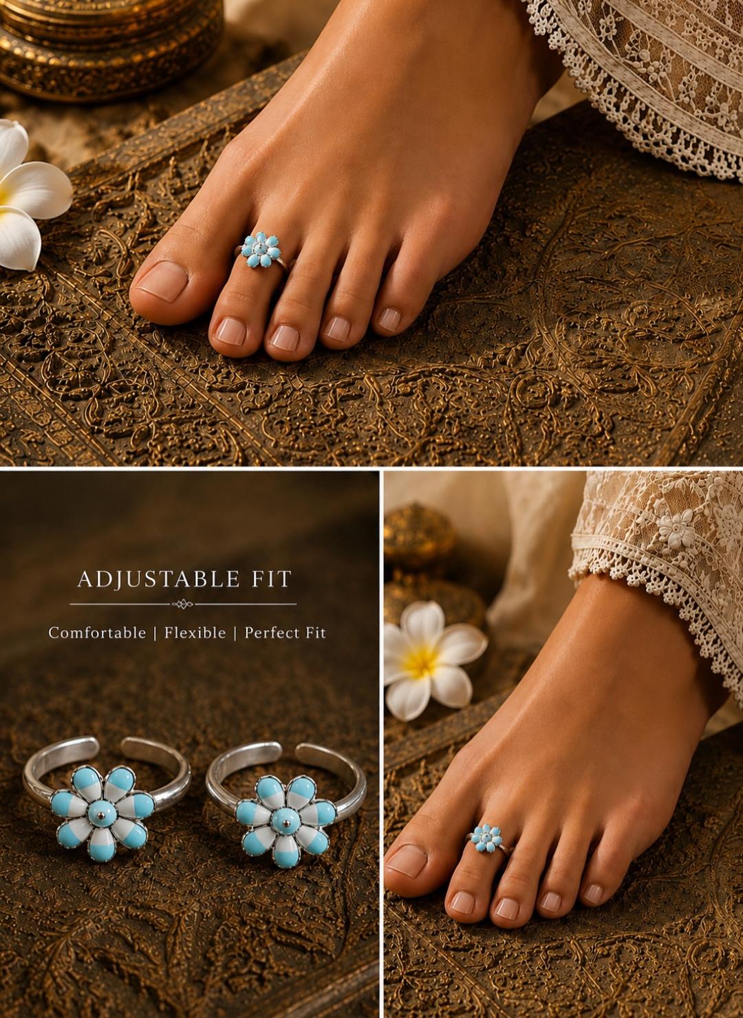 92.5 Sterling Silver Enamel Toe Rings