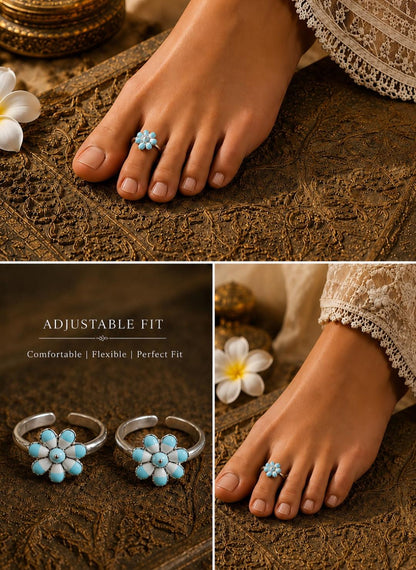 92.5 Sterling Silver Enamel Toe Rings