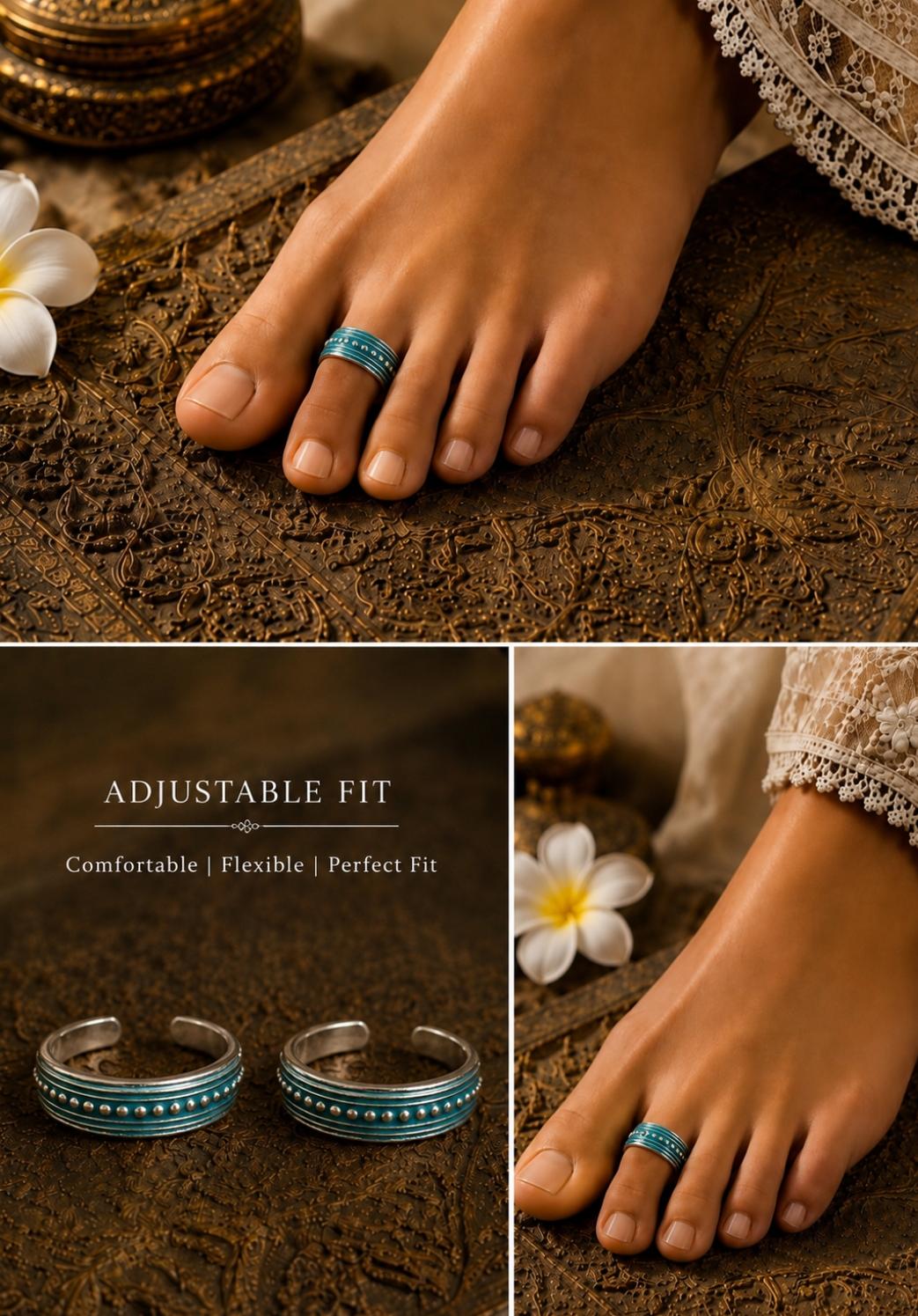 92.5 Sterling Silver Enamel Toe Rings