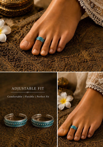 92.5 Sterling Silver Enamel Toe Rings