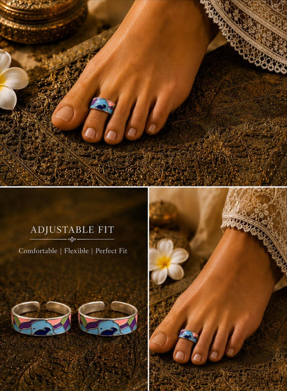92.5 Sterling Silver Enamel Toe Rings