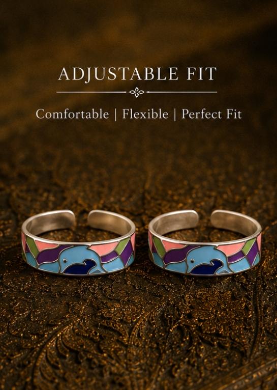 92.5 Sterling Silver Enamel Toe Rings
