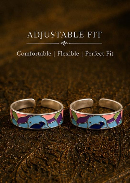 92.5 Sterling Silver Enamel Toe Rings