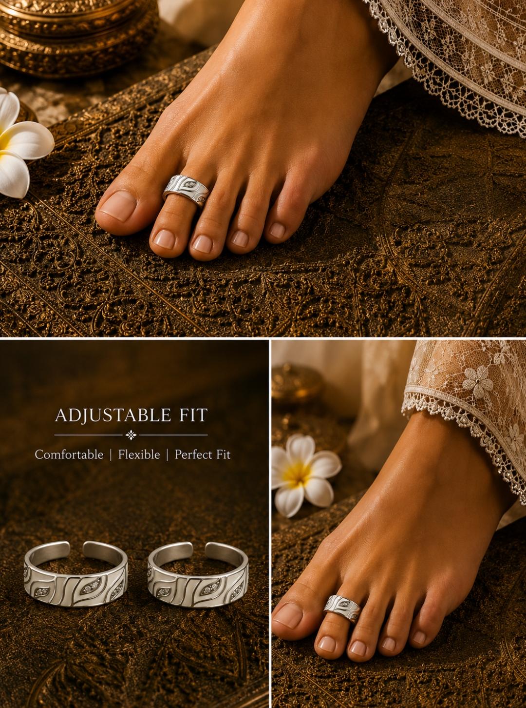 92.5 Sterling Silver Enamel Toe Rings