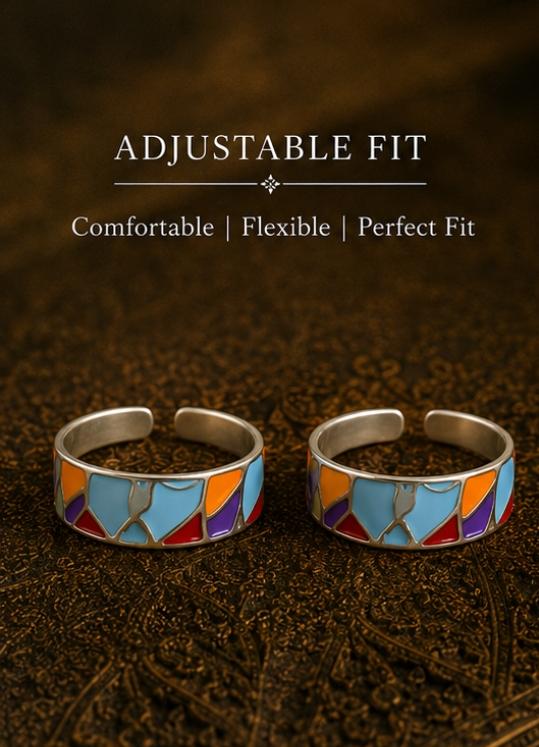 92.5 Sterling Silver Enamel Toe Rings