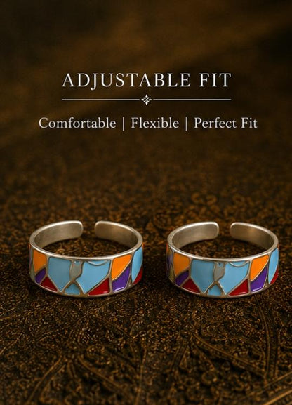92.5 Sterling Silver Enamel Toe Rings