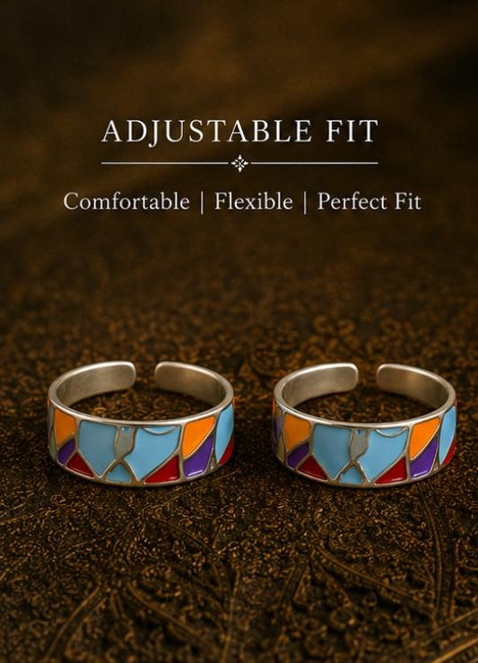92.5 Sterling Silver Enamel Toe Rings