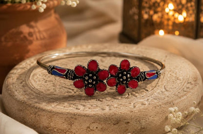 Floral Enamel 92.5 Sterling Silver Kada