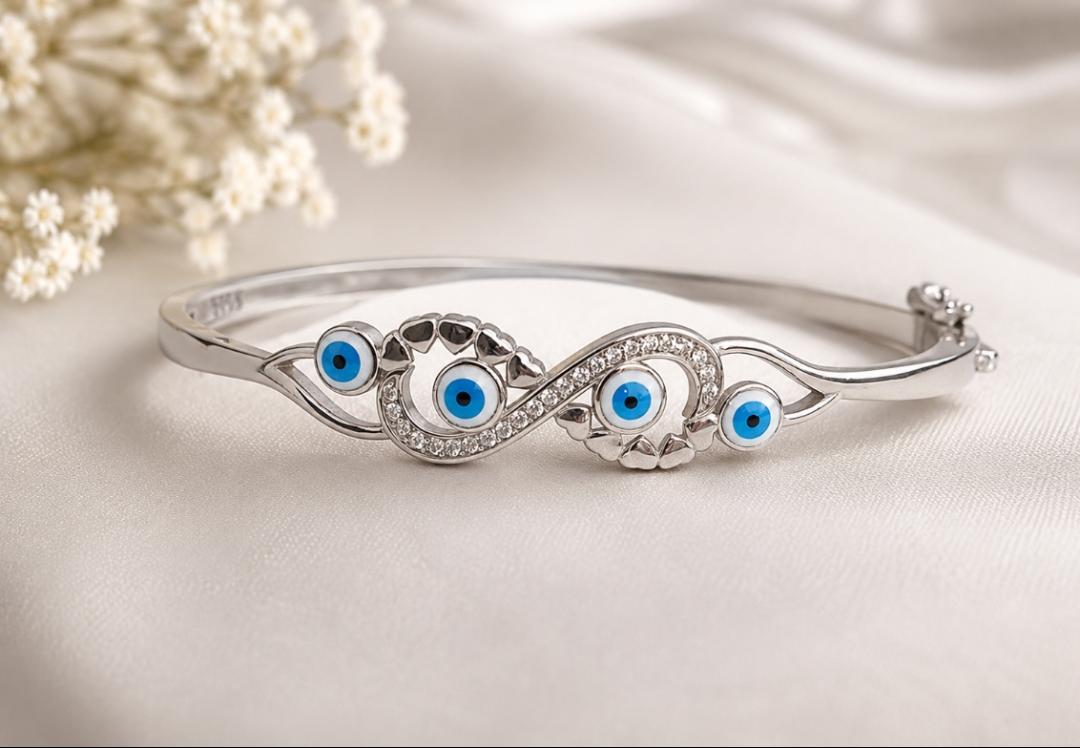 Elegant Evil Eye 92.5 Sterling Silver Kada