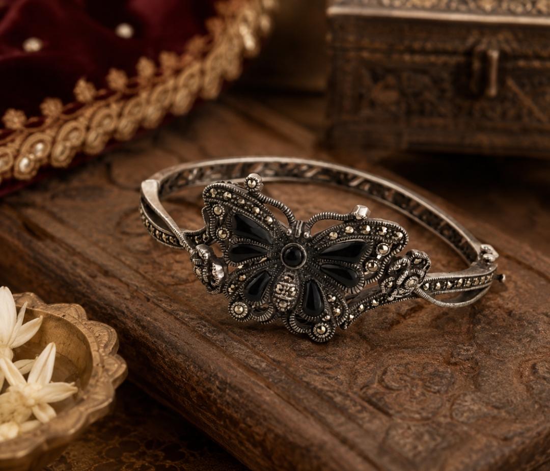 92.5 Sterling Silver Elegant Butterfly Motif Kada