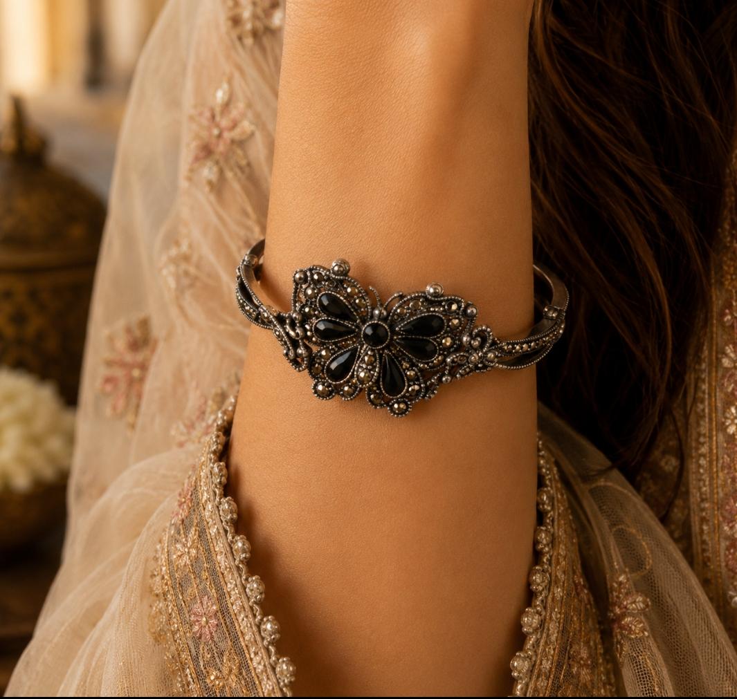 92.5 Sterling Silver Elegant Butterfly Motif Kada