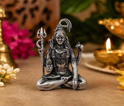Devotional 92.5 Sterling Silver Idol - Lord Shiva in a meditative pose
