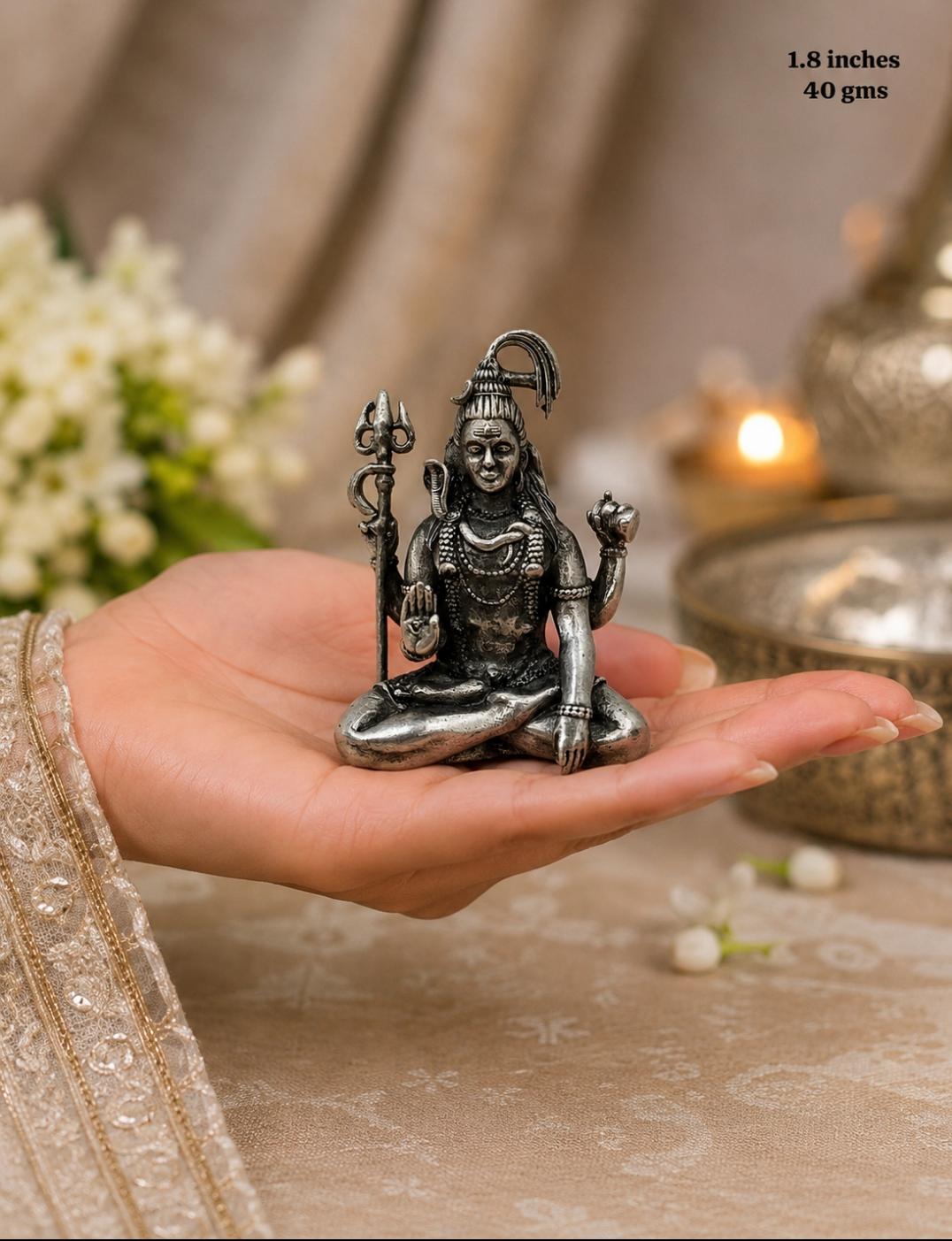 Devotional 92.5 Sterling Silver Idol - Lord Shiva in a meditative pose