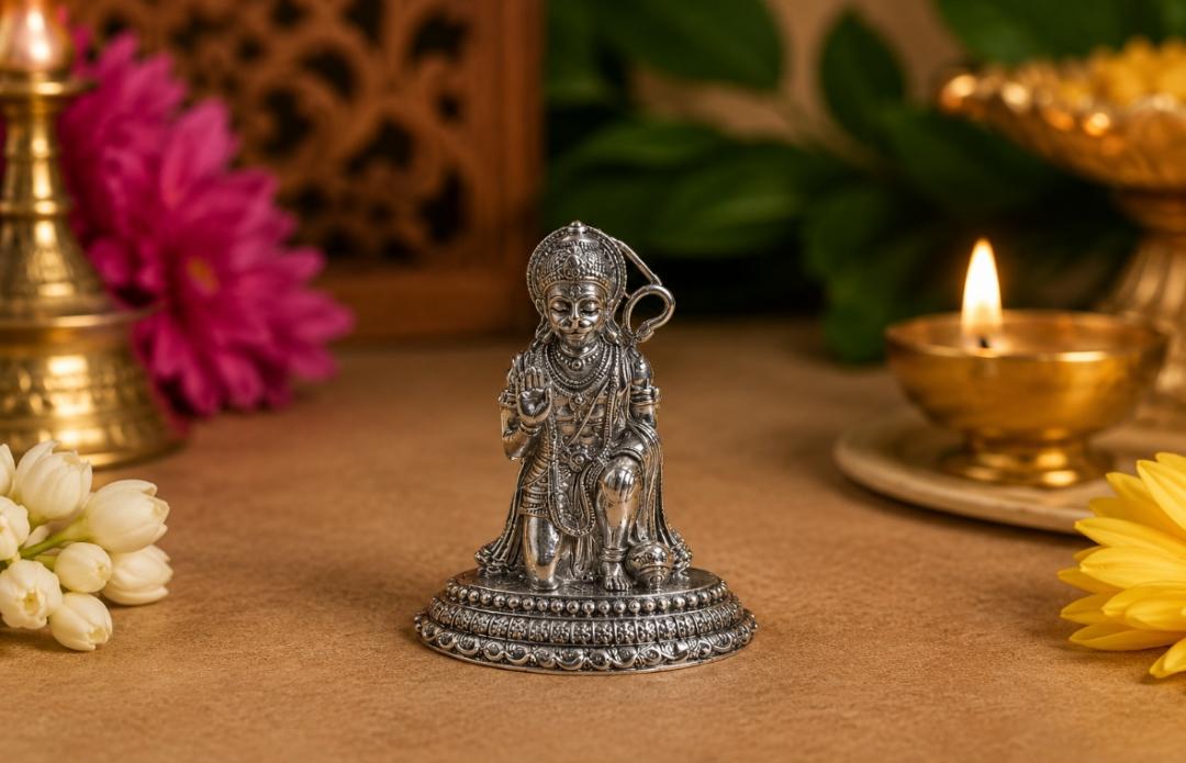 92.5 Sterling Silver Devotional Hanuman Ji Idol