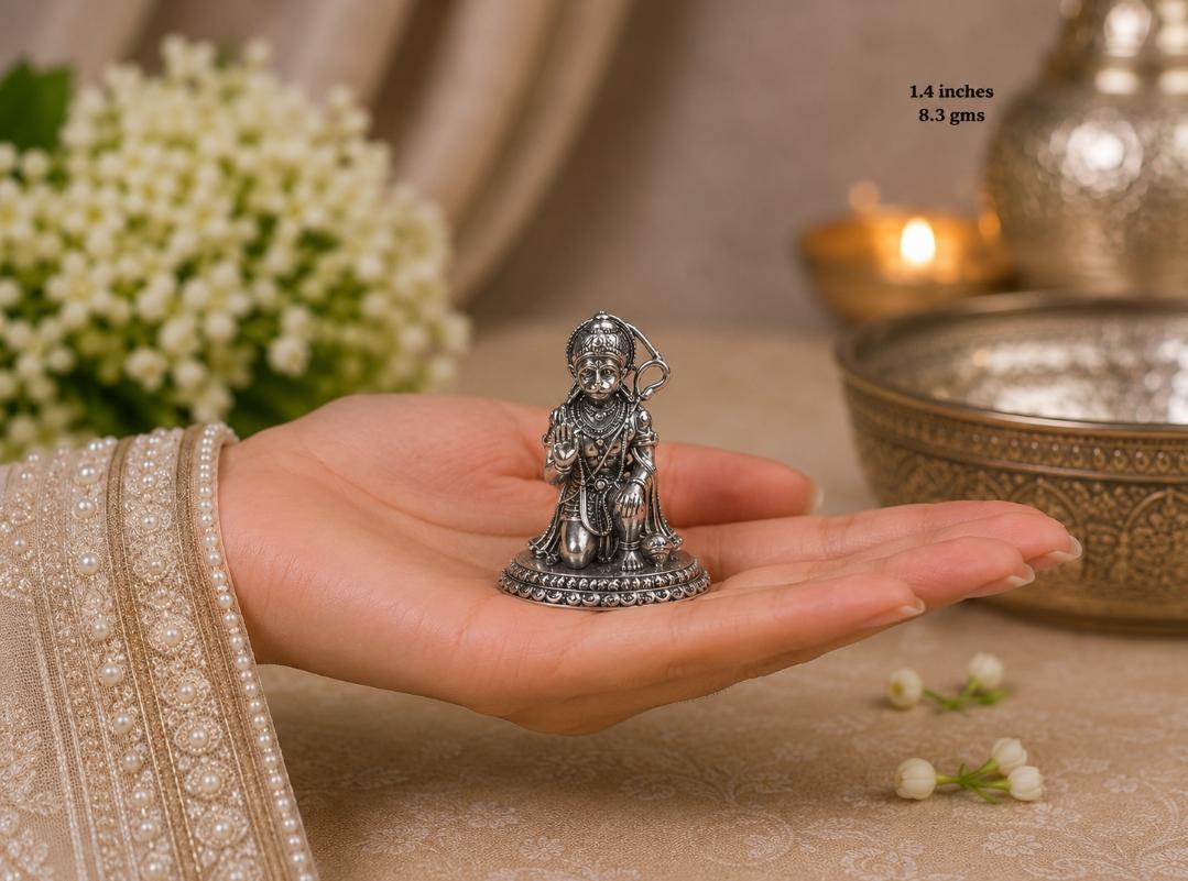 92.5 Sterling Silver Devotional Hanuman Ji Idol
