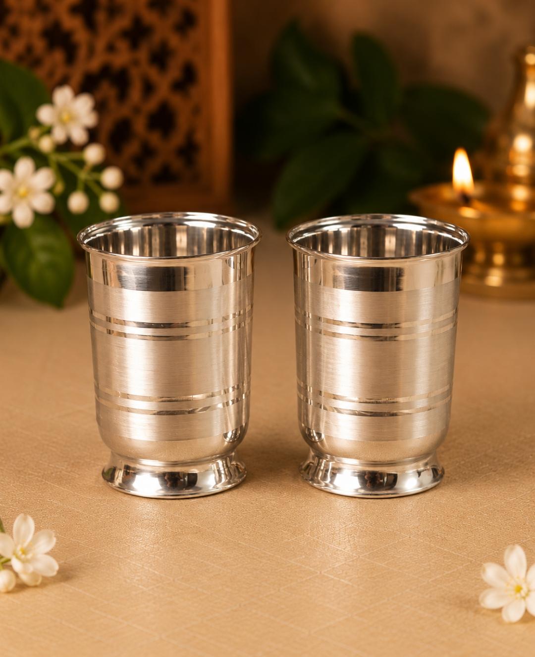 Elegant 92.5 Sterling Silver Glass Set