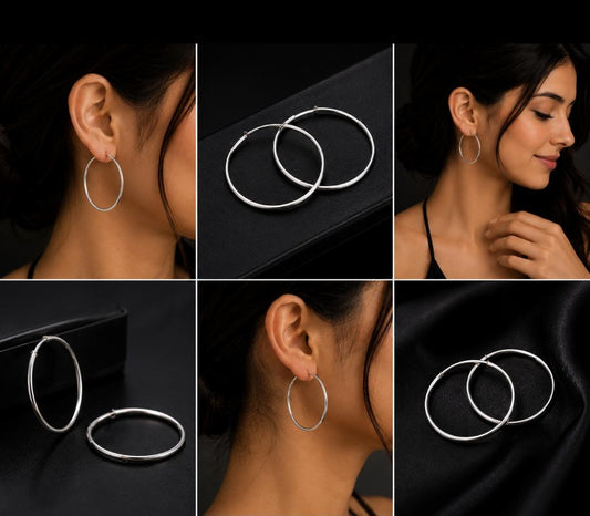 Classic Large Silver Hoop Earrings