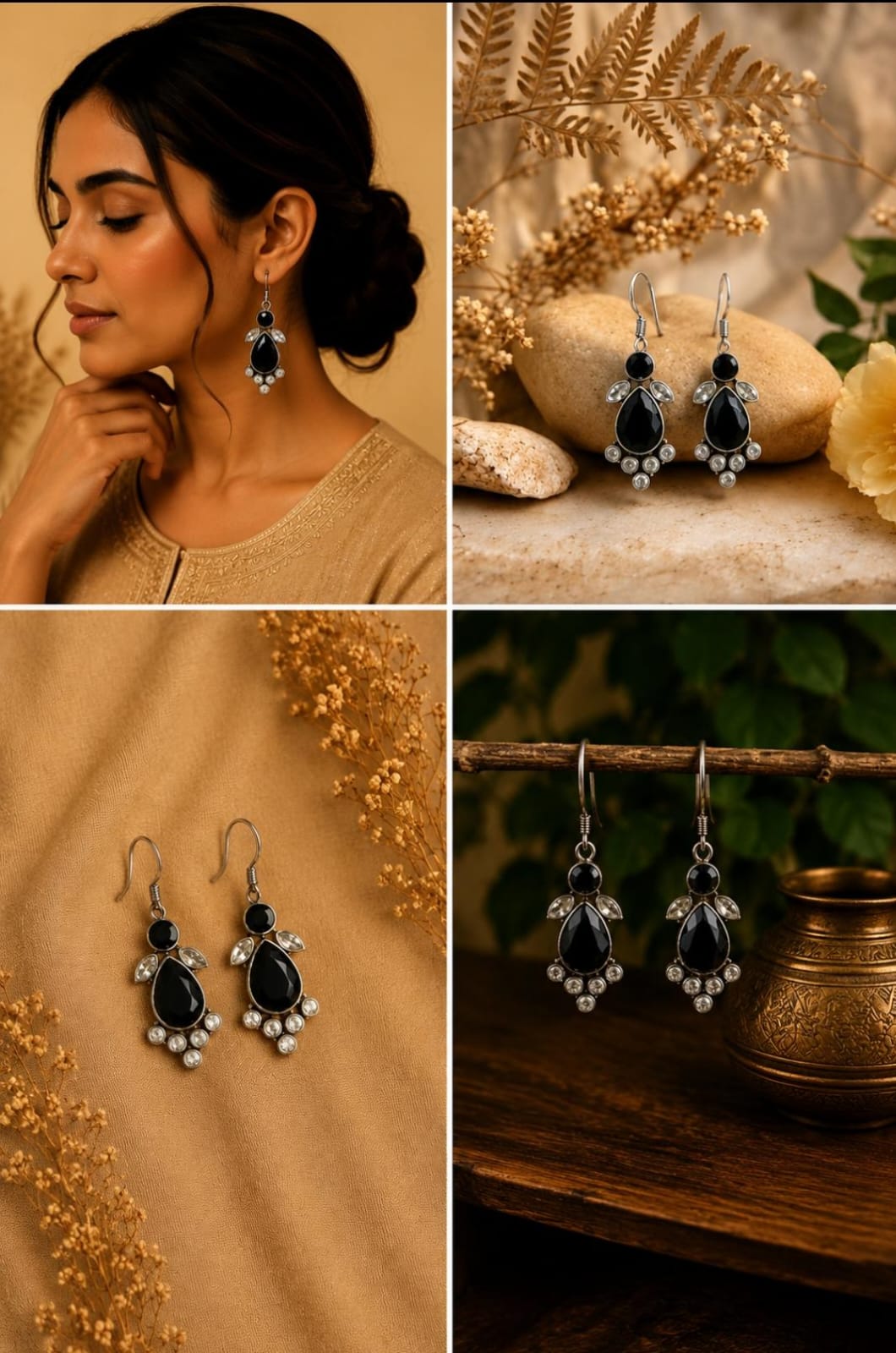 Elegant Black Stone Earrings