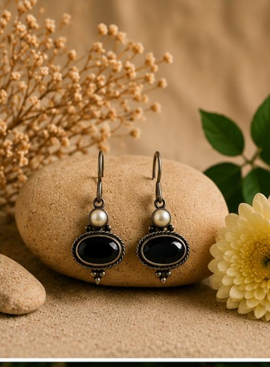 Classic Black & Pearl Earrings