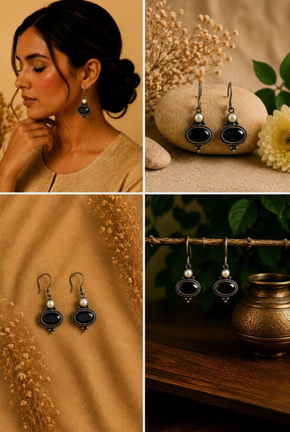 Classic Black & Pearl Earrings
