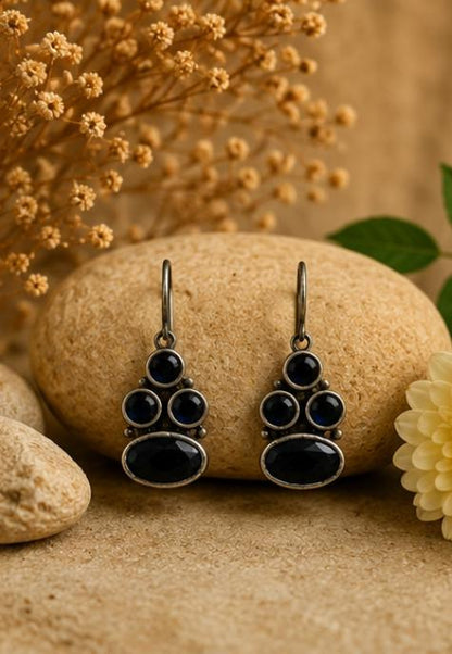 Black Onyx Cluster Earrings