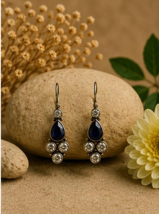 Blue Stone Teardrop Earrings