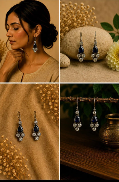 Blue Stone Teardrop Earrings